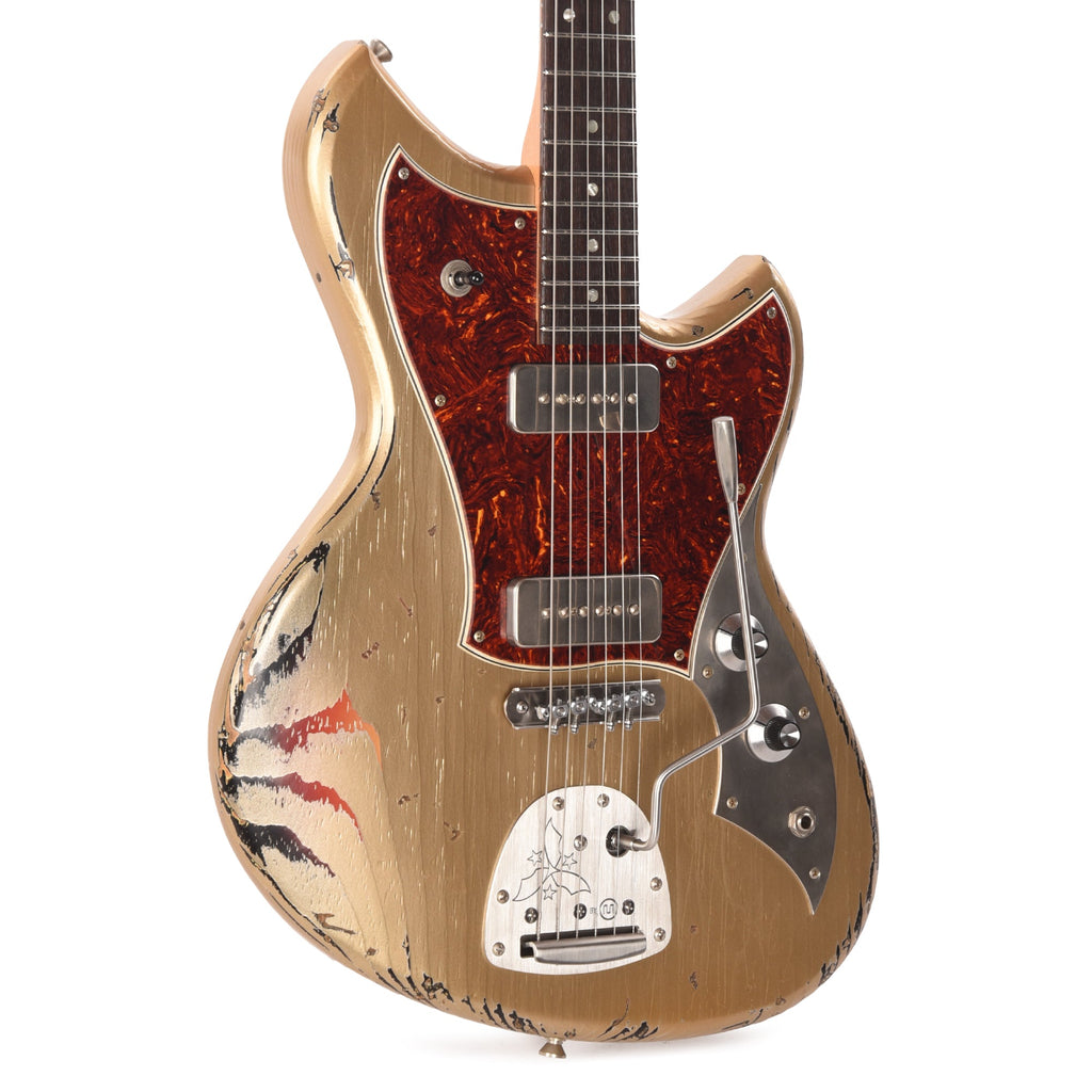 Novo Dealer Limited Serus J Shoreline Gold over '64 3-Tone Burst Medium Distress w/Fralin P-90s (Displayed at NAMM
