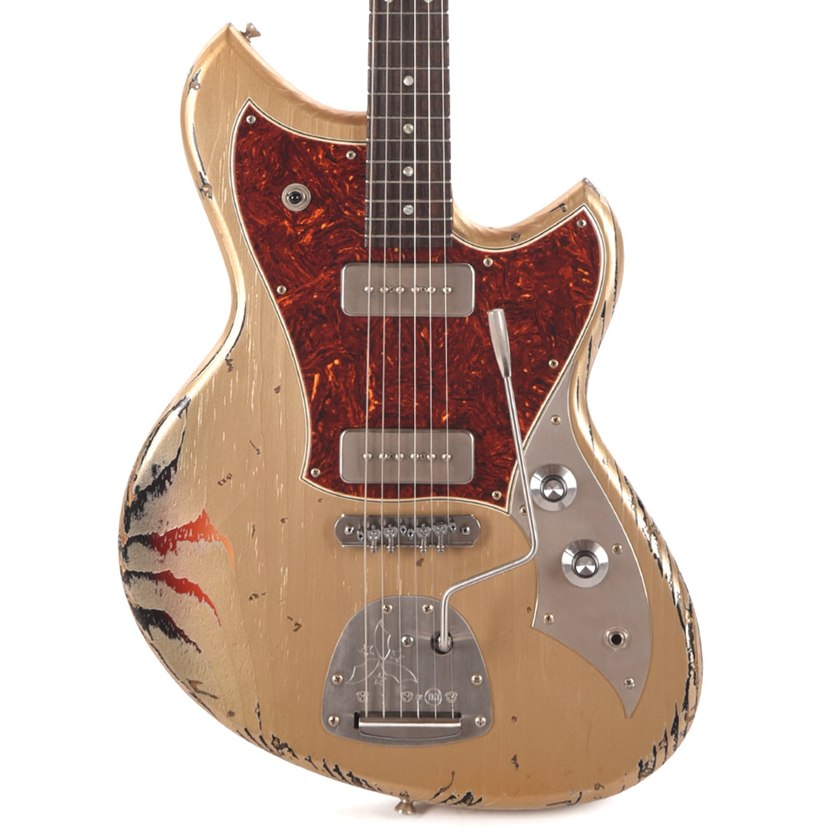Novo Dealer Limited Serus J Shoreline Gold over '64 3-Tone Burst Medium Distress w/Fralin P-90s (Displayed at NAMM