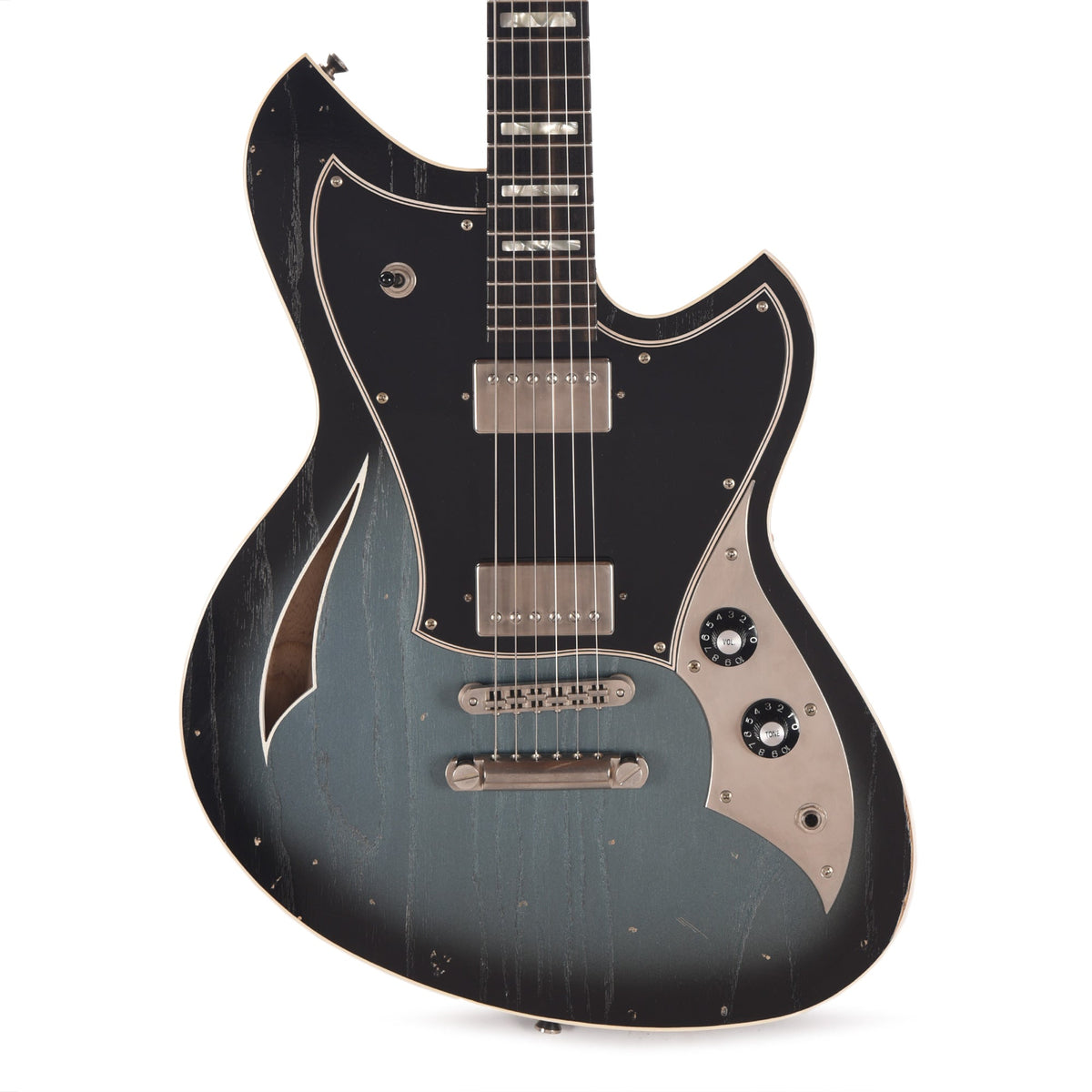 Novo Miris H2 Light Distress Pelham Burst w/Fralin Pure PAFs & Matching Headstock - View 2 | MusicMarket