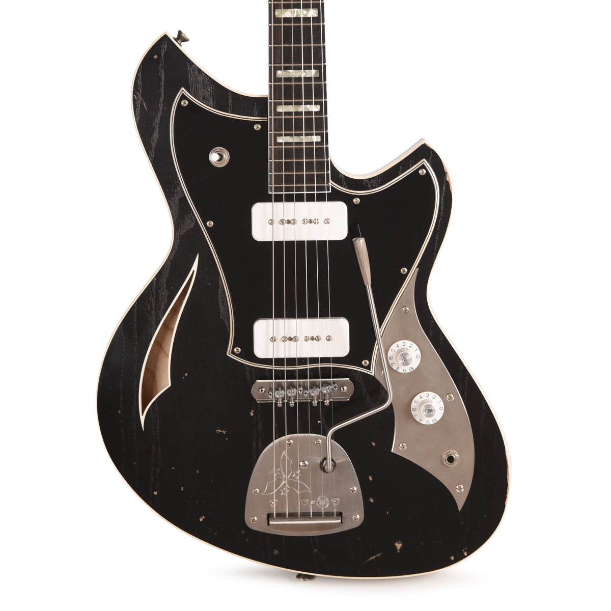 Novo Miris J Light Distress Bull Black w/Fralin P-90s - View 2 | MusicMarket
