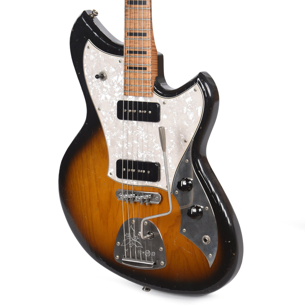Novo Serus J 2-Tone Burst Light Distress w/Black Block Inlays & Fralin P-90 Pickups - View 2 | MusicMarket