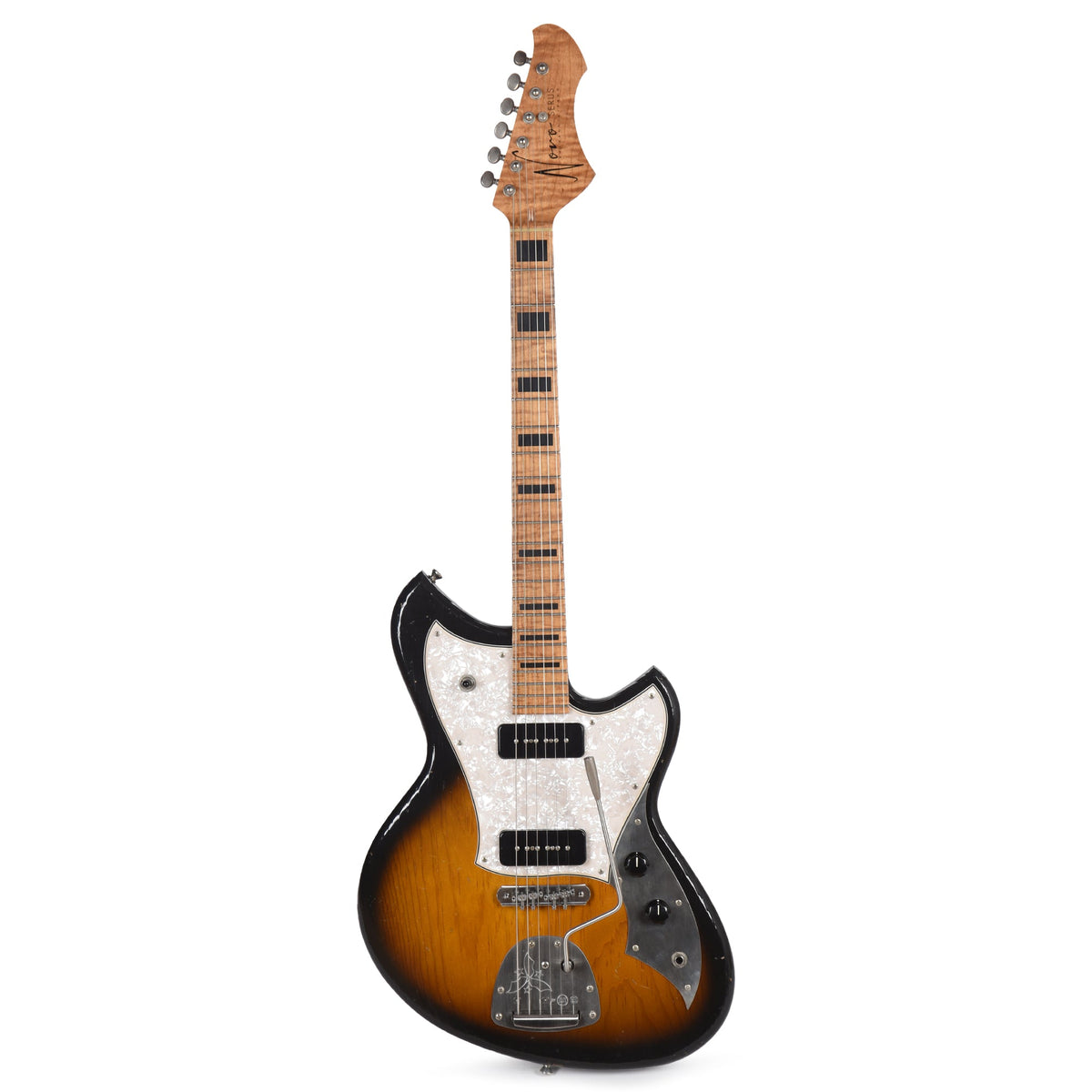 Novo Serus J 2-Tone Burst Light Distress w/Black Block Inlays & Fralin P-90 Pickups - View 4 | MusicMarket