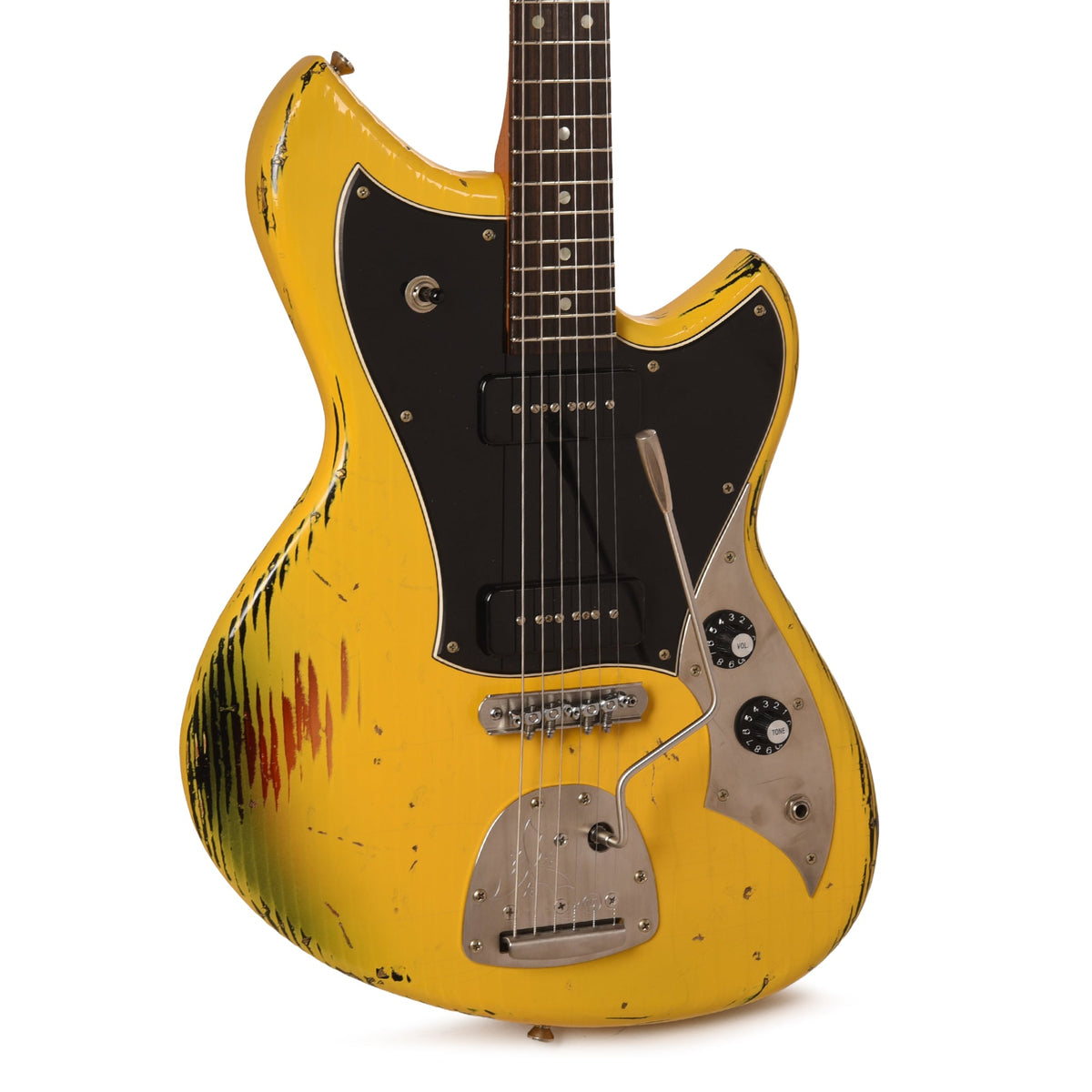 Novo Serus J Vandalism Yellow Over '64 3-Tone Burst Distress w/Fralin P-90 Pickups - MusicMarket