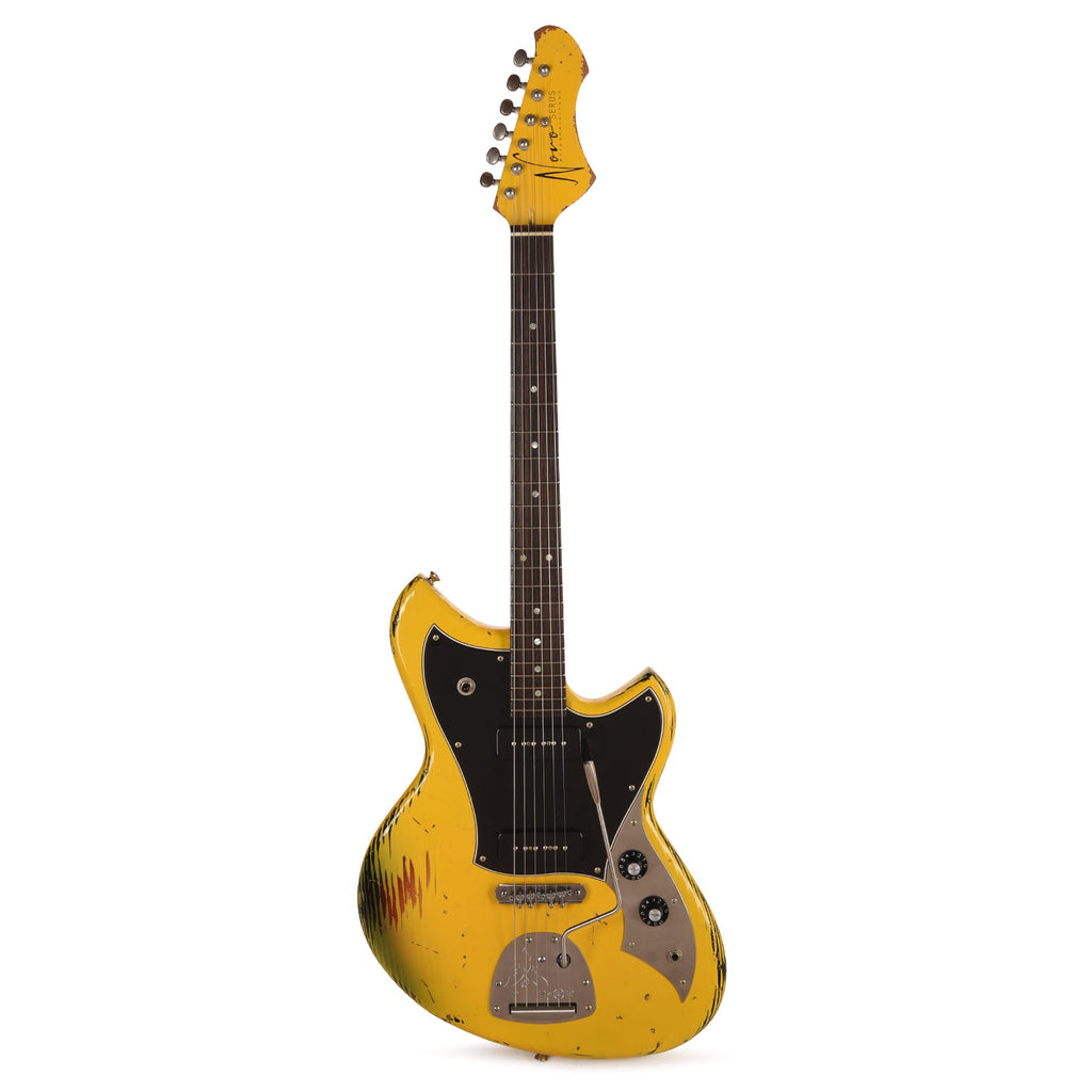 Novo Serus J Vandalism Yellow Over '64 3-Tone Burst Distress w/Fralin P-90 Pickups - View 4 | MusicMarket