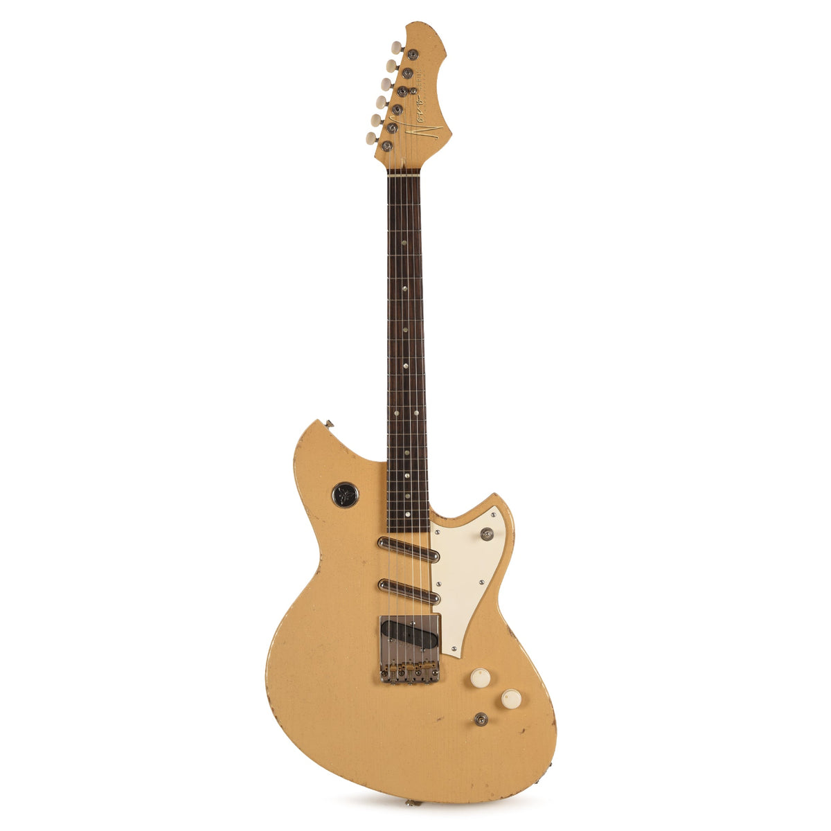 Novo Signature Chambered Serus T Desert Sand Silver Flake Light Distress w/White Vinyl Trim & Lipstick Pickups -
