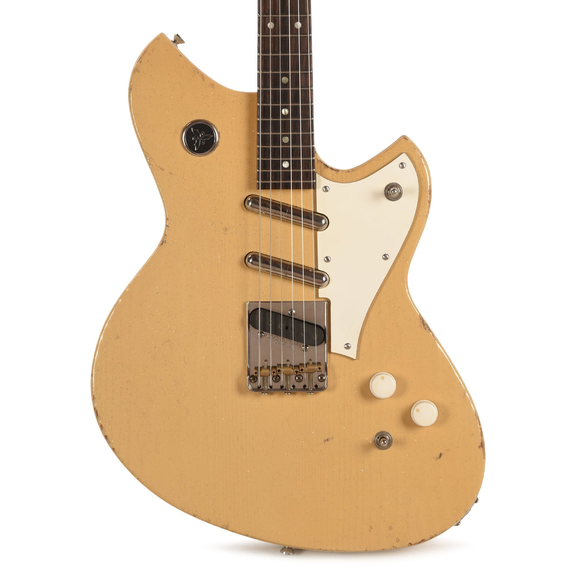 Novo Signature Chambered Serus T Desert Sand Silver Flake Light Distress w/White Vinyl Trim & Lipstick Pickups -