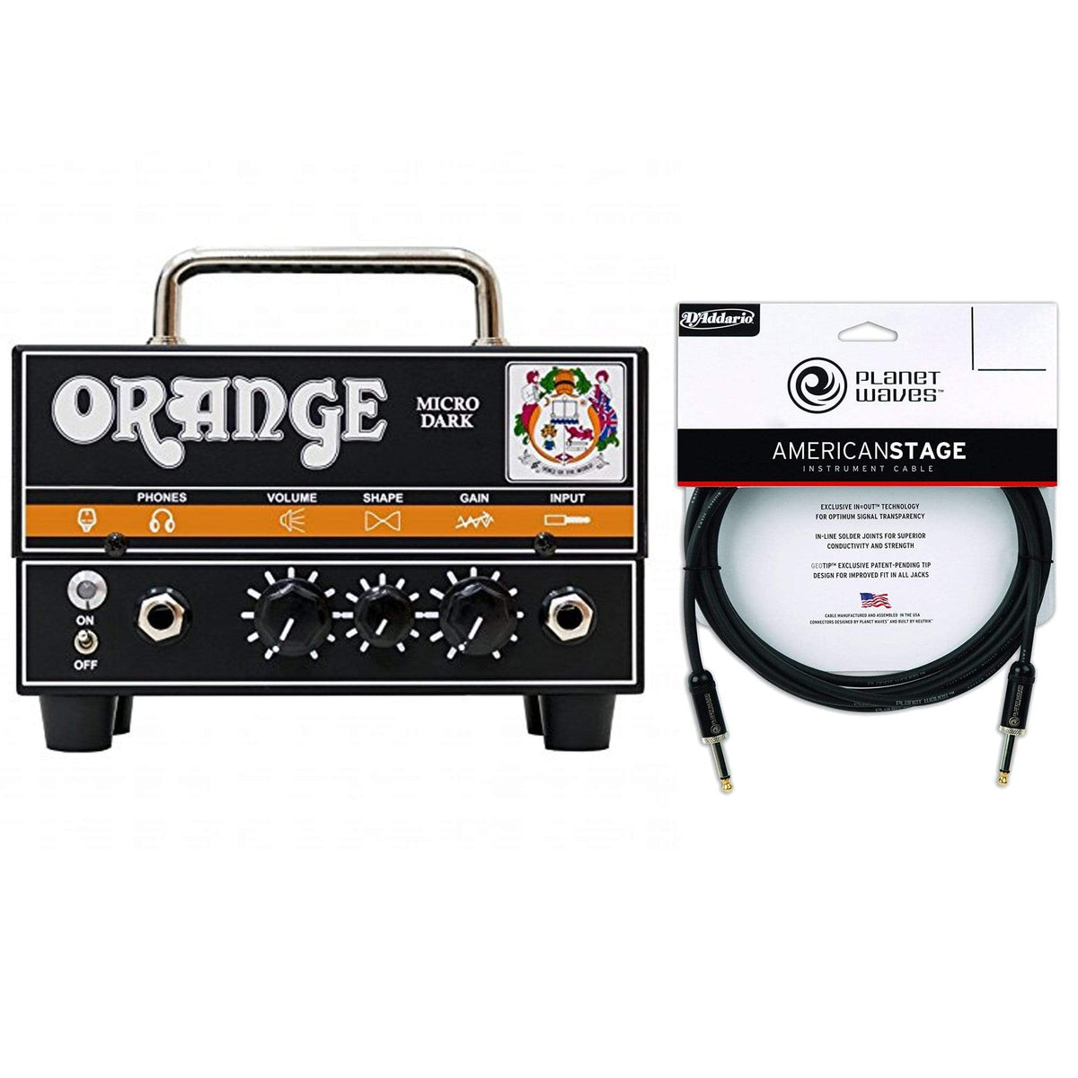 Orange Micro Dark Terror 20w Head w/Tube Preamp Cable Bundle - MusicMarket