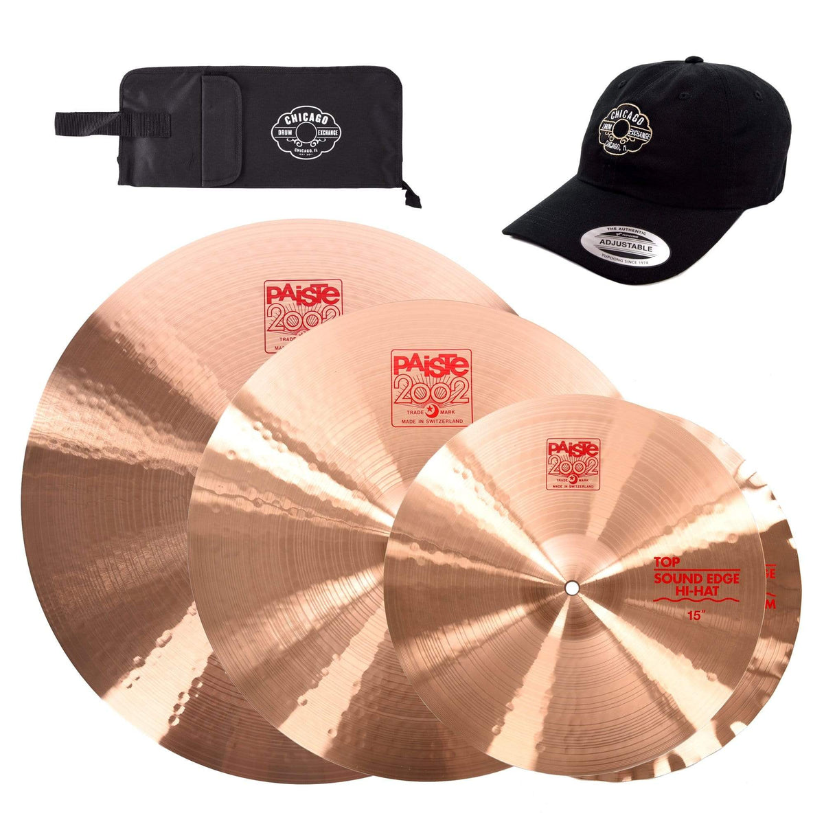 Paiste 15/20/24" 2002 Cymbal Set w/CDE Logo Hat & Stick Bag - MusicMarket