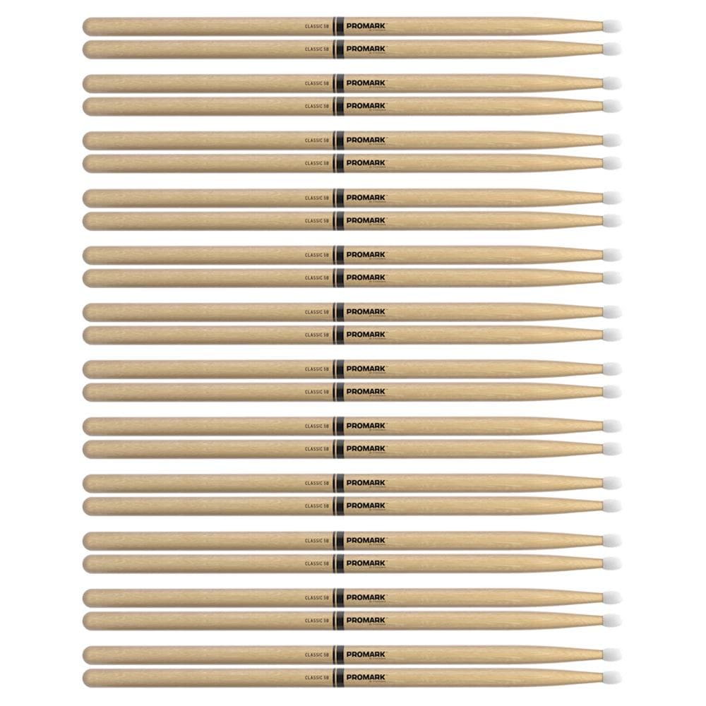 Promark American Hickory 5B Nylon Tip Drum Sticks (12 Pair Bundle) - MusicMarket