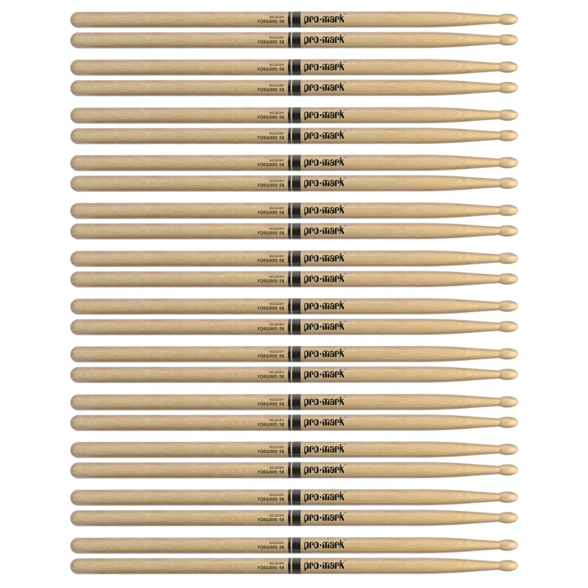 Promark American Hickory 5B Wood Tip Drum Sticks (12 Pair Bundle) - MusicMarket