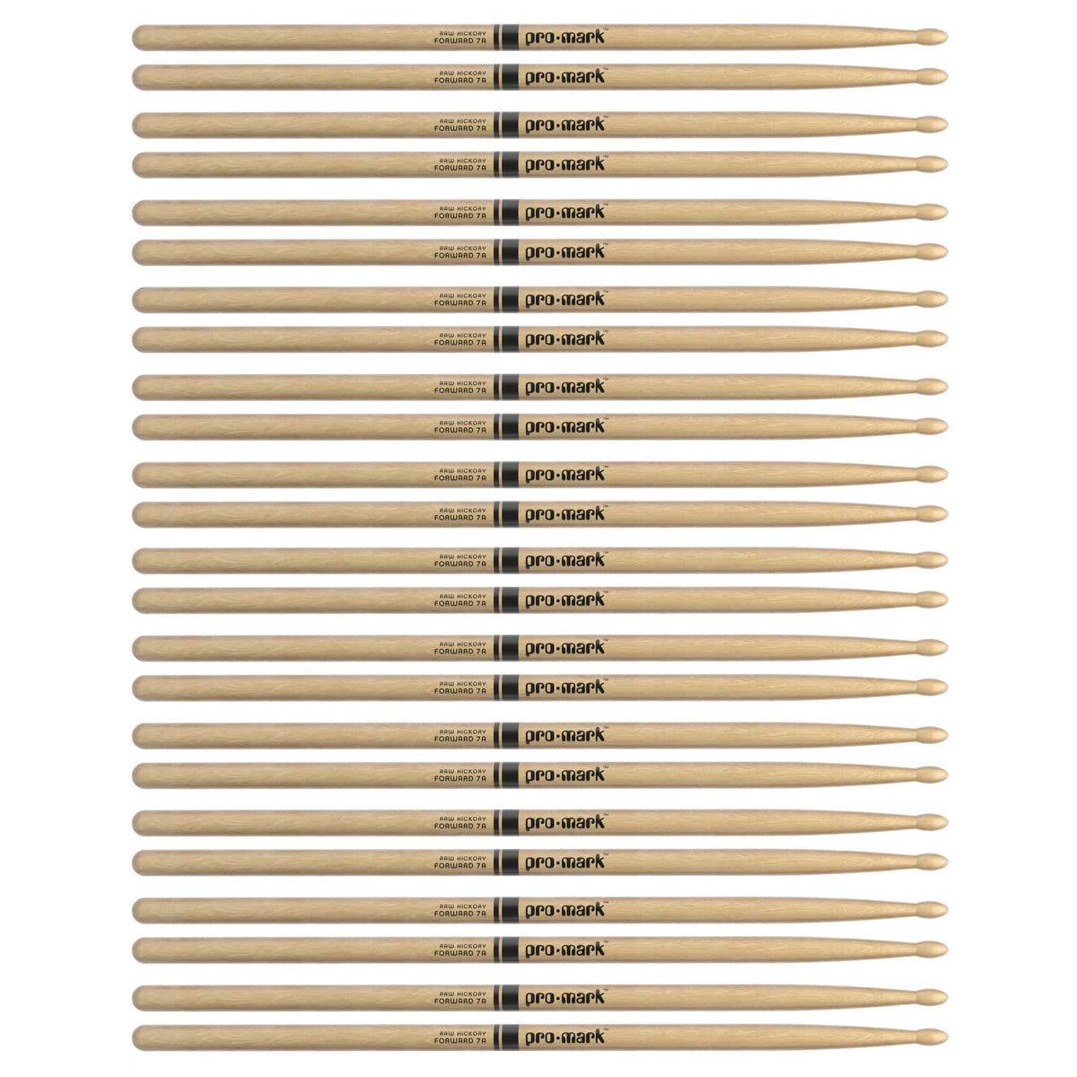 Promark American Hickory 7A Natural Wood Tip Drum Sticks (12 Pair Bundle) - MusicMarket