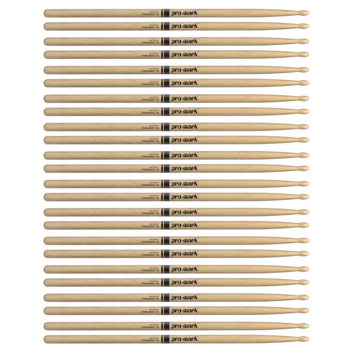 Promark American Hickory 7A Wood Tip Drum Sticks (12 Pair Bundle) - MusicMarket