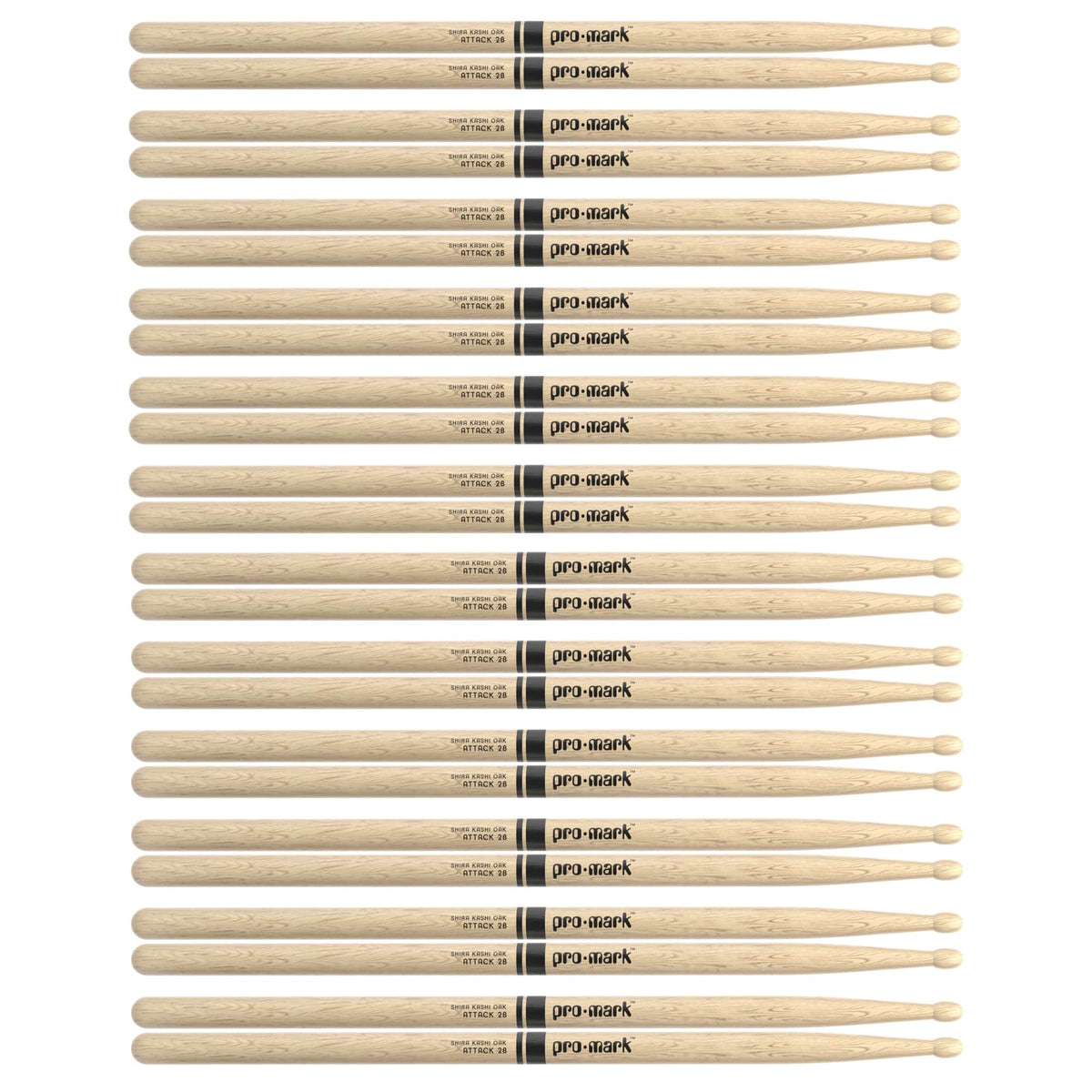 Promark Japanese White Oak 2B Wood Tip Drum Sticks (12 Pair Bundle) - MusicMarket