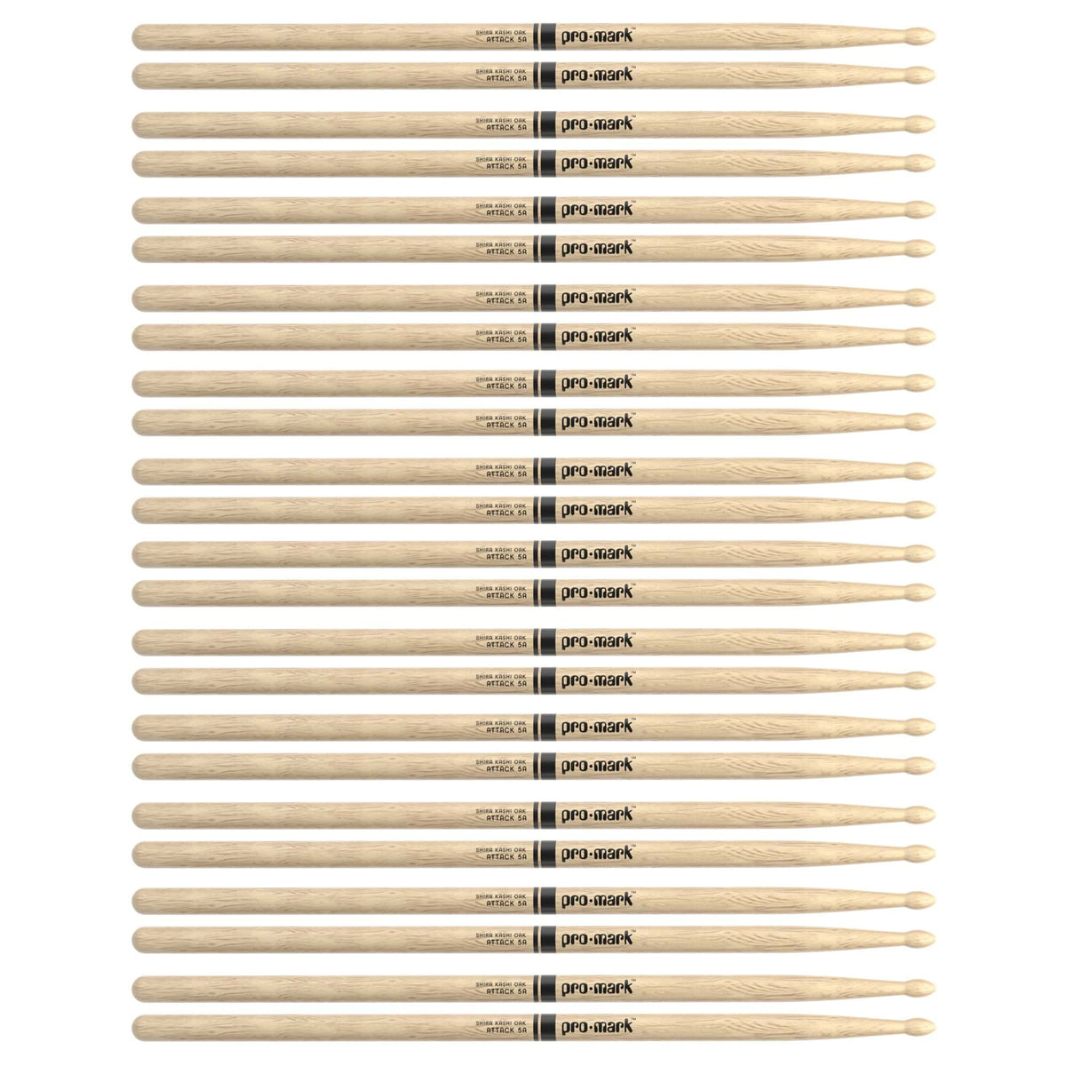 Promark Japanese White Oak 5A Wood Tip Drum Sticks (12 Pair Bundle) - MusicMarket