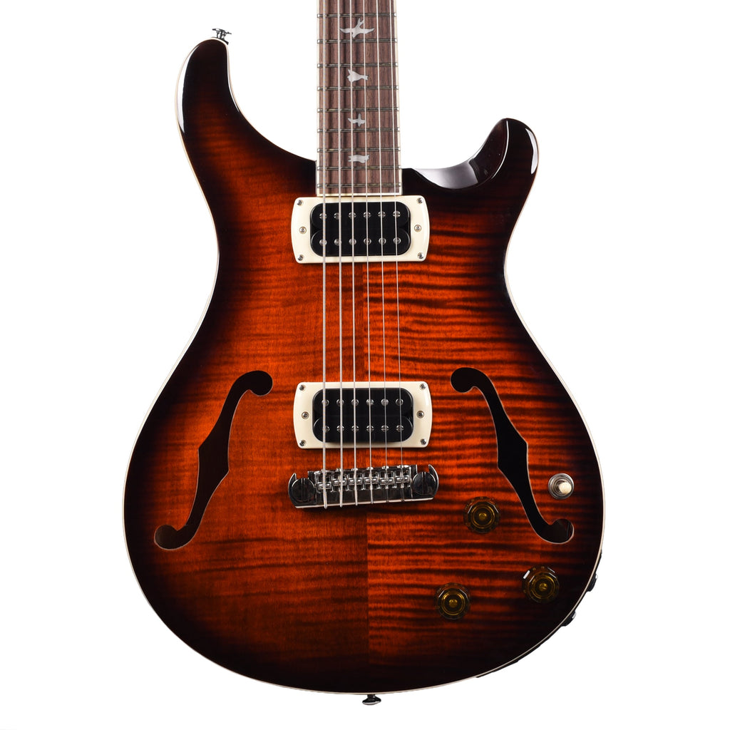 PRS SE Ed Sheeran Flat Back Hollowbody I Baritone Piezo Orange Tiger Smokeburst - View 2 | MusicMarket