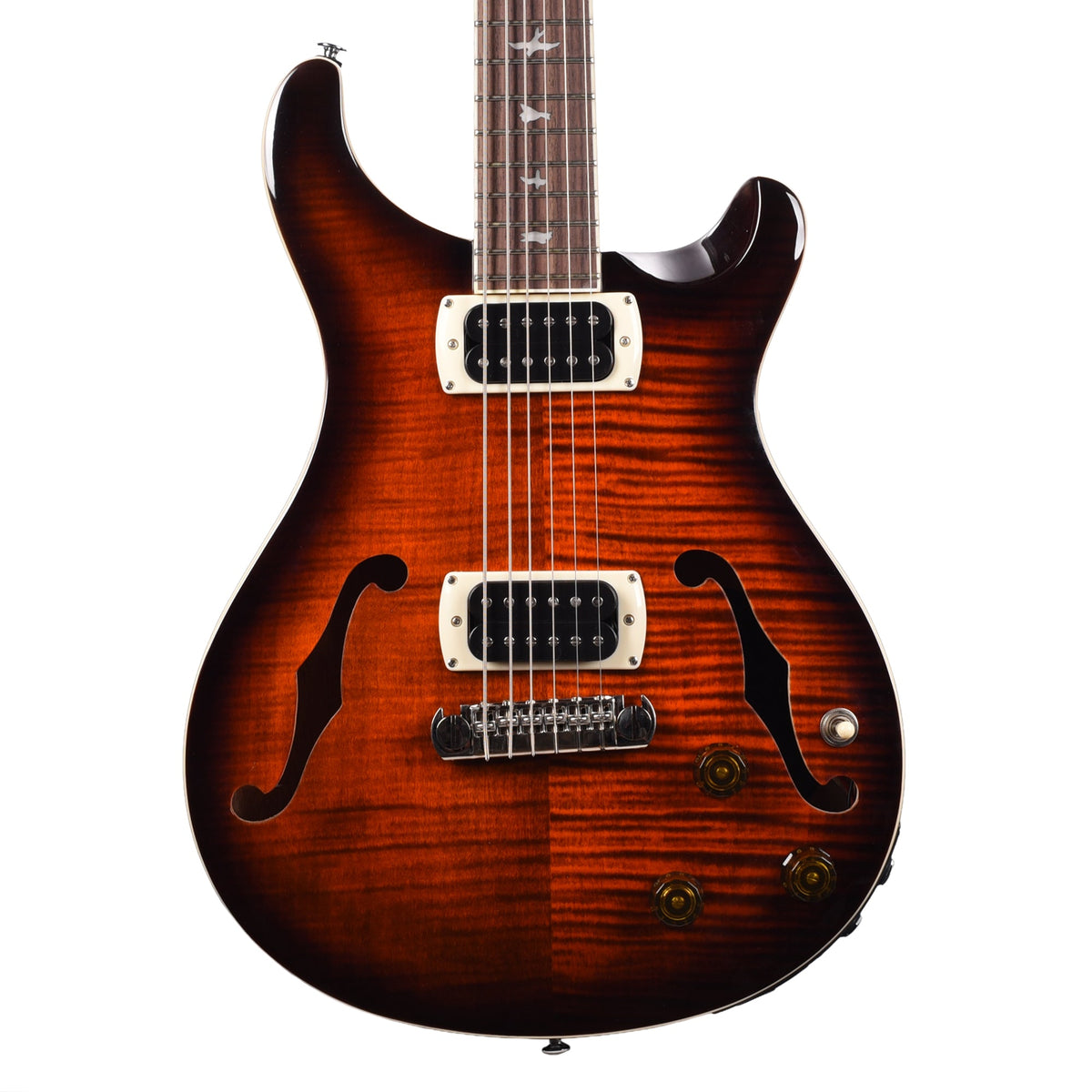 PRS SE Ed Sheeran Flat Back Hollowbody I Baritone Piezo Orange Tiger Smokeburst - View 2 | MusicMarket