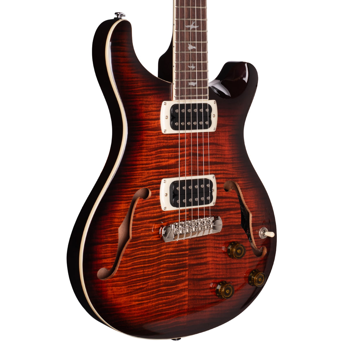 PRS SE Flat Back Hollowbody I Piezo Orange Tiger Smokeburst - MusicMarket