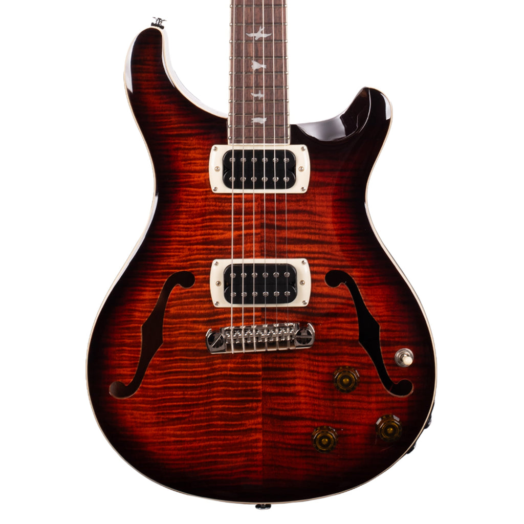 PRS SE Flat Back Hollowbody I Piezo Orange Tiger Smokeburst - View 2 | MusicMarket