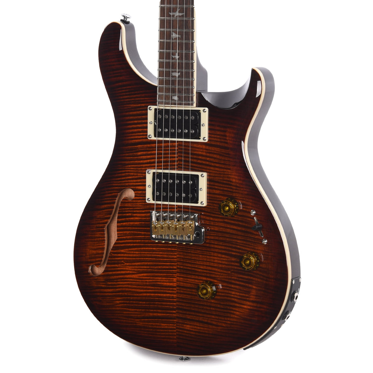 PRS SE Custom 24 Semi-Hollow Piezo Orange Tiger Smokeburst - View 2 | MusicMarket