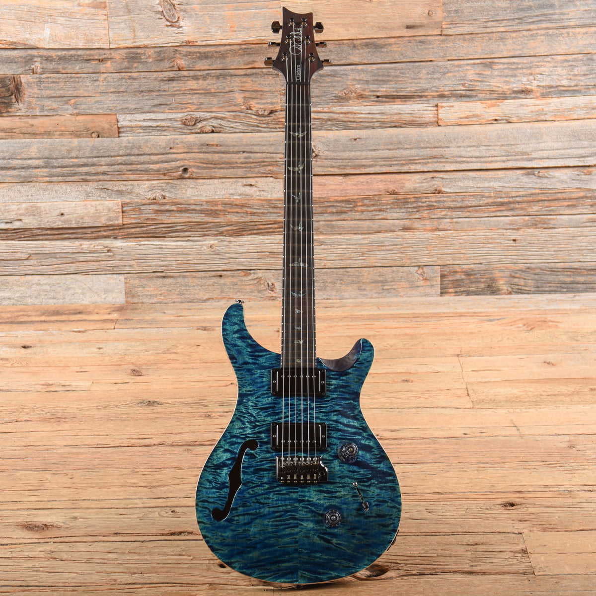 PRS Wood Library Custom 24 Semi-Hollow w/Brazilian Rosewood Fretboard Faded Blue Jean 2020 - View 4 | MusicMarket