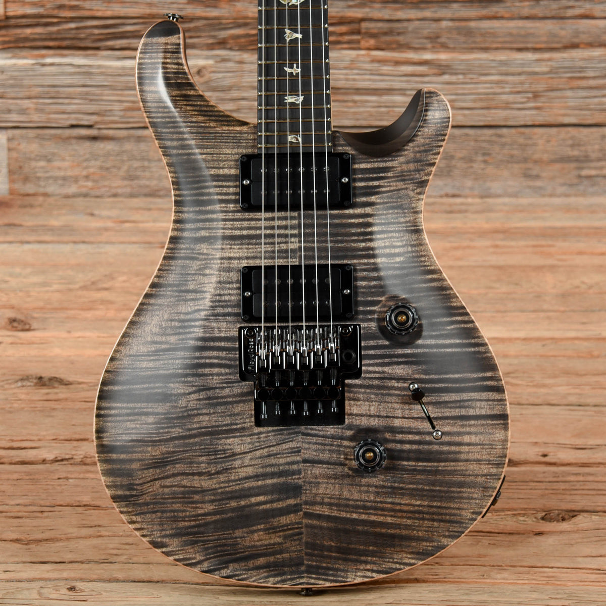 PRS Custom 24 FLoyd Wood Library 10-Top Satin Charcoal 2019 - MusicMarket