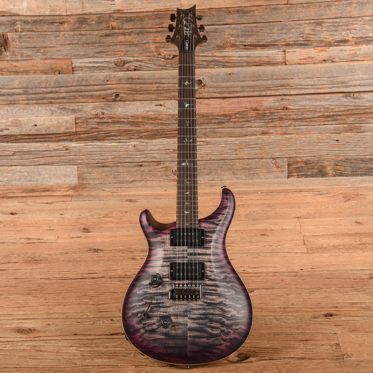 PRS Wood Library Custom 24 10-Top Satin w/Brazilian Rosewood Fretboard Purple Burst 2023 LEFTY - View 4 | MusicMarket