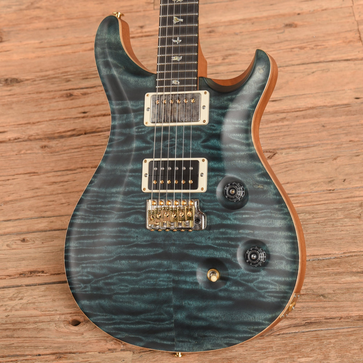 PRS Wood Library Custom 24 Fatback 10-Top Slate Blue Satin 2016 - View 2 | MusicMarket