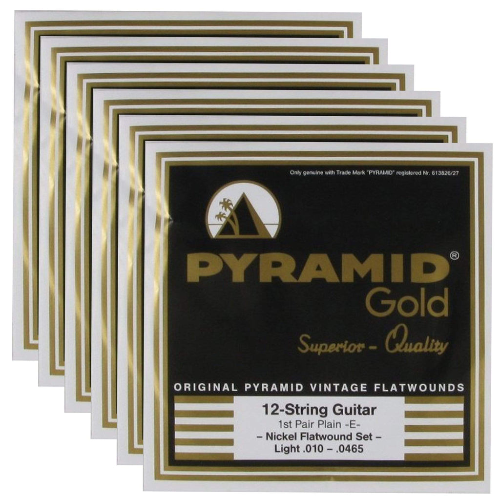Pyramid Gold Electric Flatwound 12-String Light 10-46.5 (6 Pack Bundle) - MusicMarket