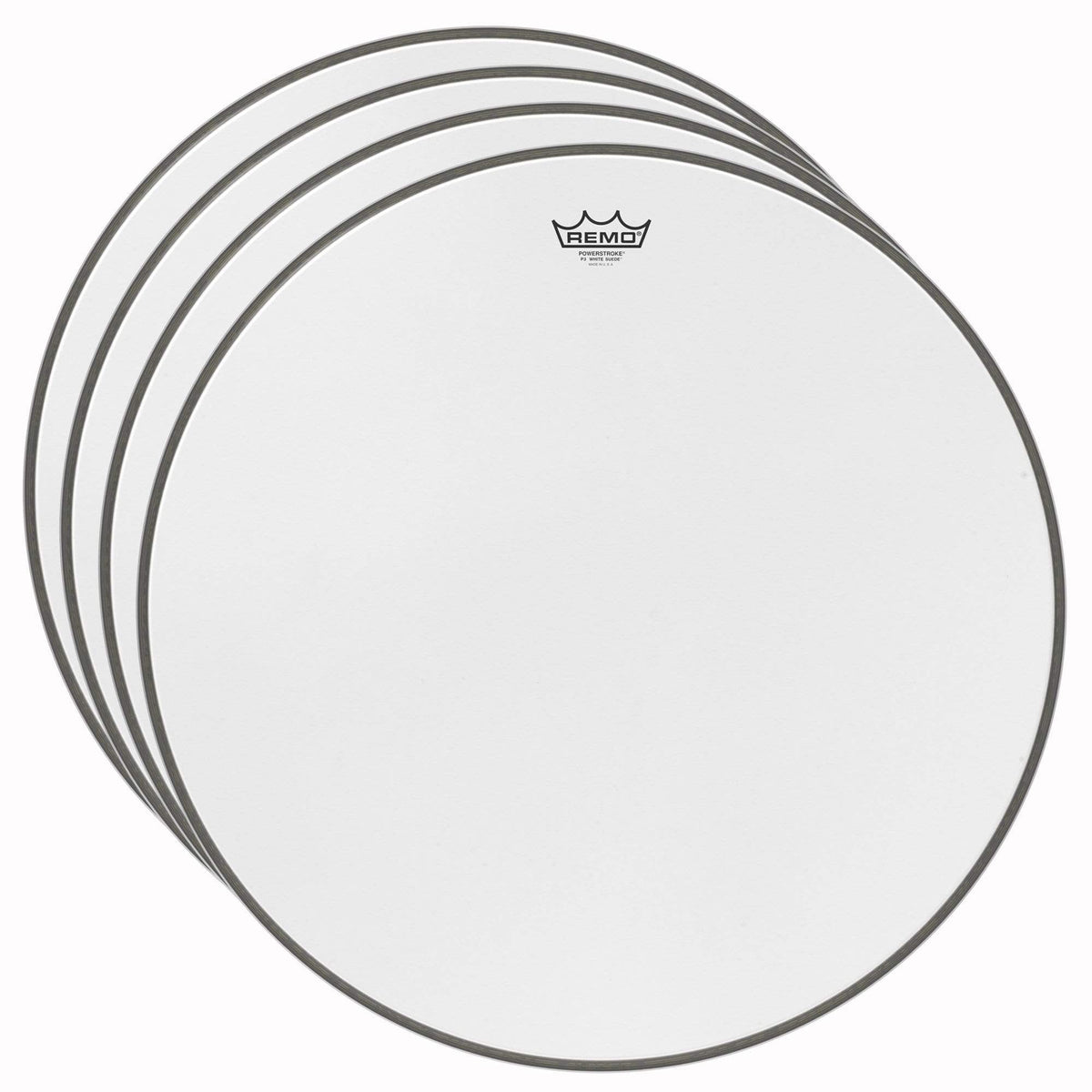 Remo 22" Powerstroke 3 P3 White Suede Bass Drumhead (4 Pack Bundle) - MusicMarket