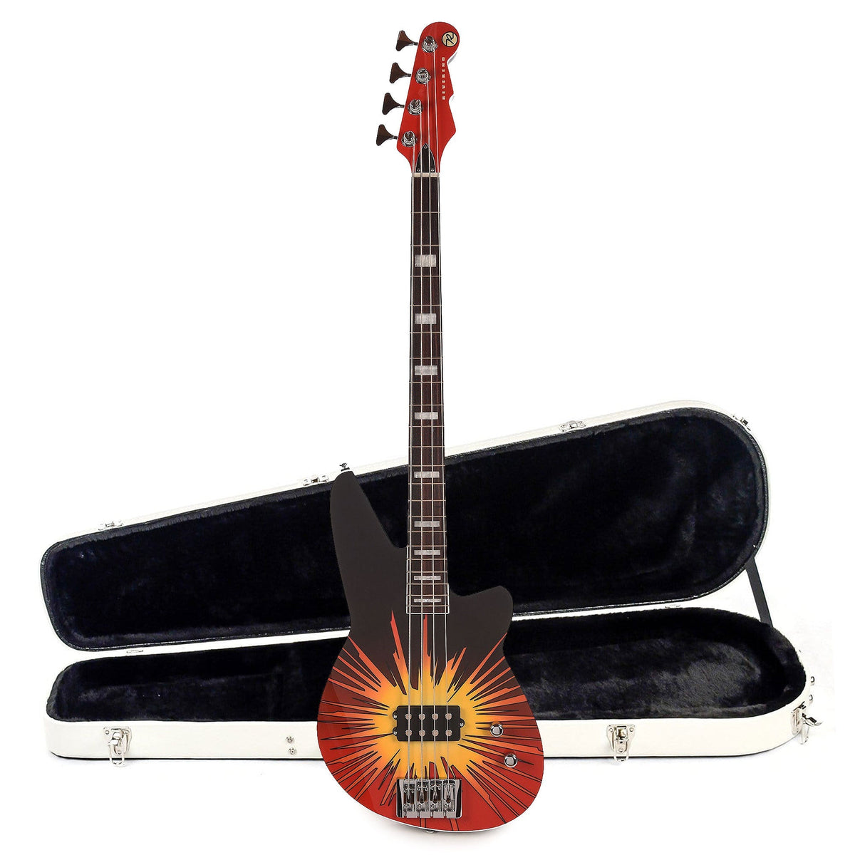 Reverend Greg Norton UltraBomb Graphic Bass Guitar and Teardrop Two Tone Case Bundle - MusicMarket