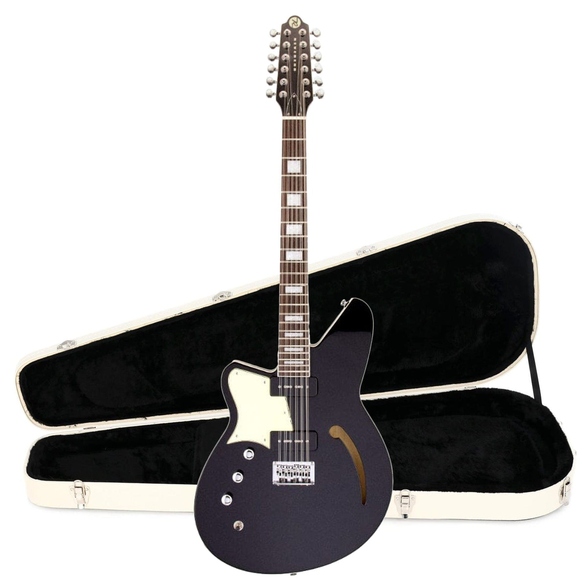 Reverend Airwave 12 Midnight Black LEFTY Hardshell Case Bundle - MusicMarket