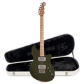 Reverend Descent Baritone Electric Guitar Army Green and Teardrop Two Tone Case Bundle - MusicMarket