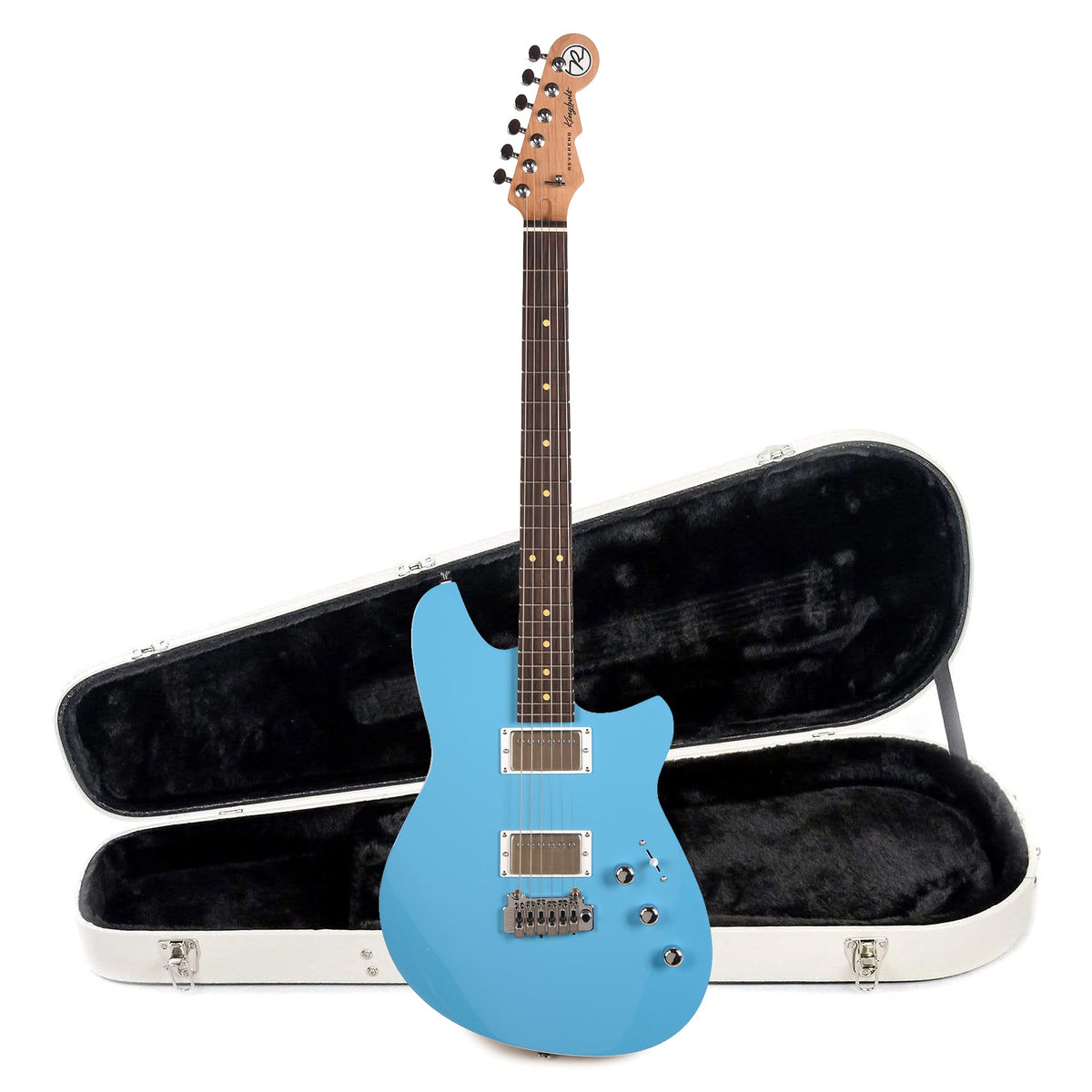 Reverend Kingbolt HH Electric Guitar Ohana Blue and Teardrop Two Tone Case Bundle - MusicMarket