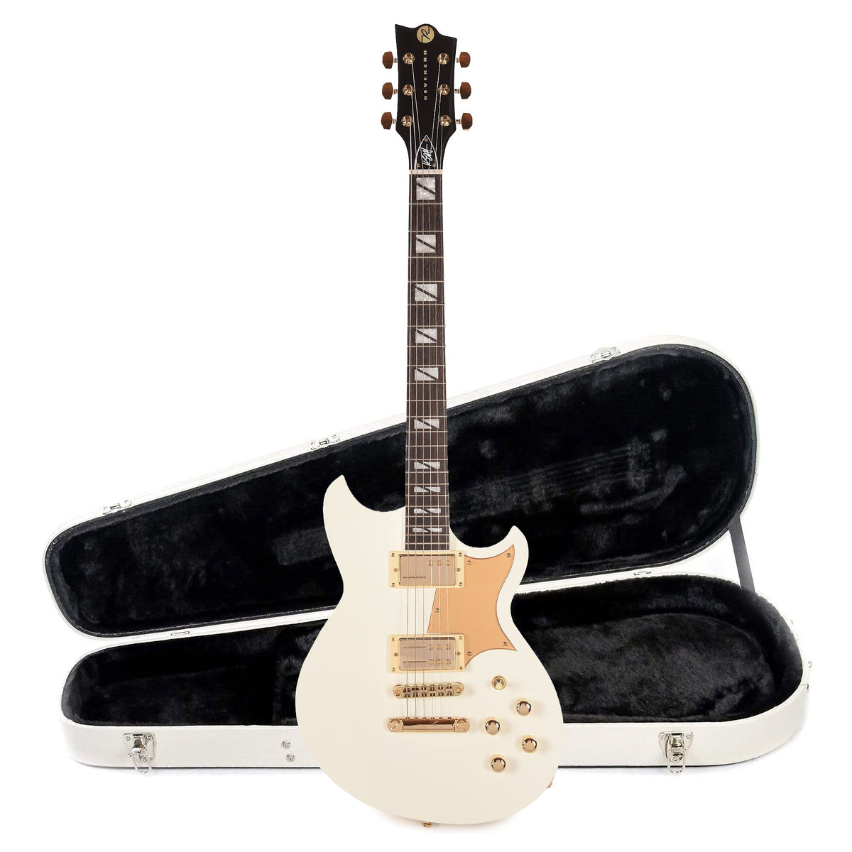 Reverend Kyle Shutt II Ice White Electric Guitar and Teardrop Two Tone Case Bundle - MusicMarket