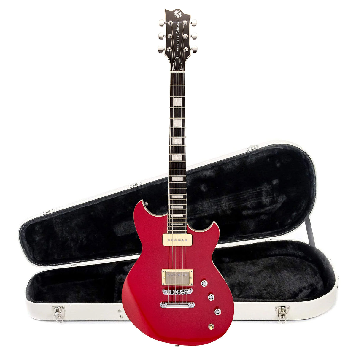 Reverend Sensei H90 Electric Guitar Metallic Cherry and Teardrop Two Tone Case Bundle - MusicMarket