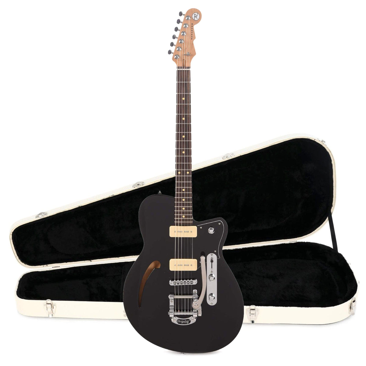 Reverend Club King 290 Midnight Black w/Bigsby Hardshell Case Bundle - MusicMarket