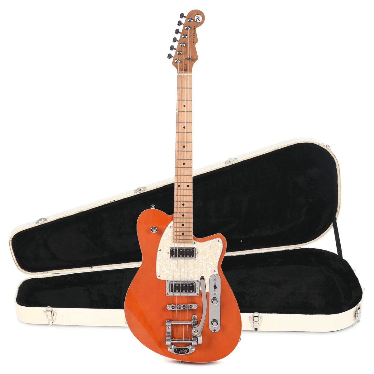 Reverend Flatroc Bigsby Rock Orange Hardshell Case Bundle - MusicMarket