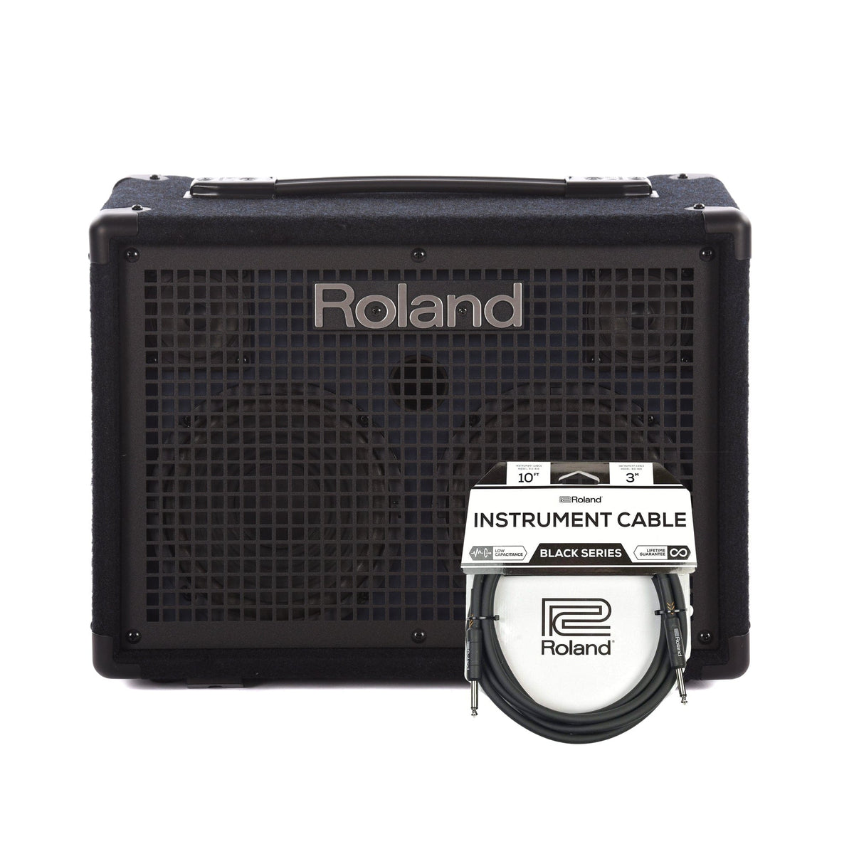 Roland KC-220 Battery-Powered Stereo Keyboard Amplifier 30W (15W+15W) and (1) Cable Bundle - MusicMarket