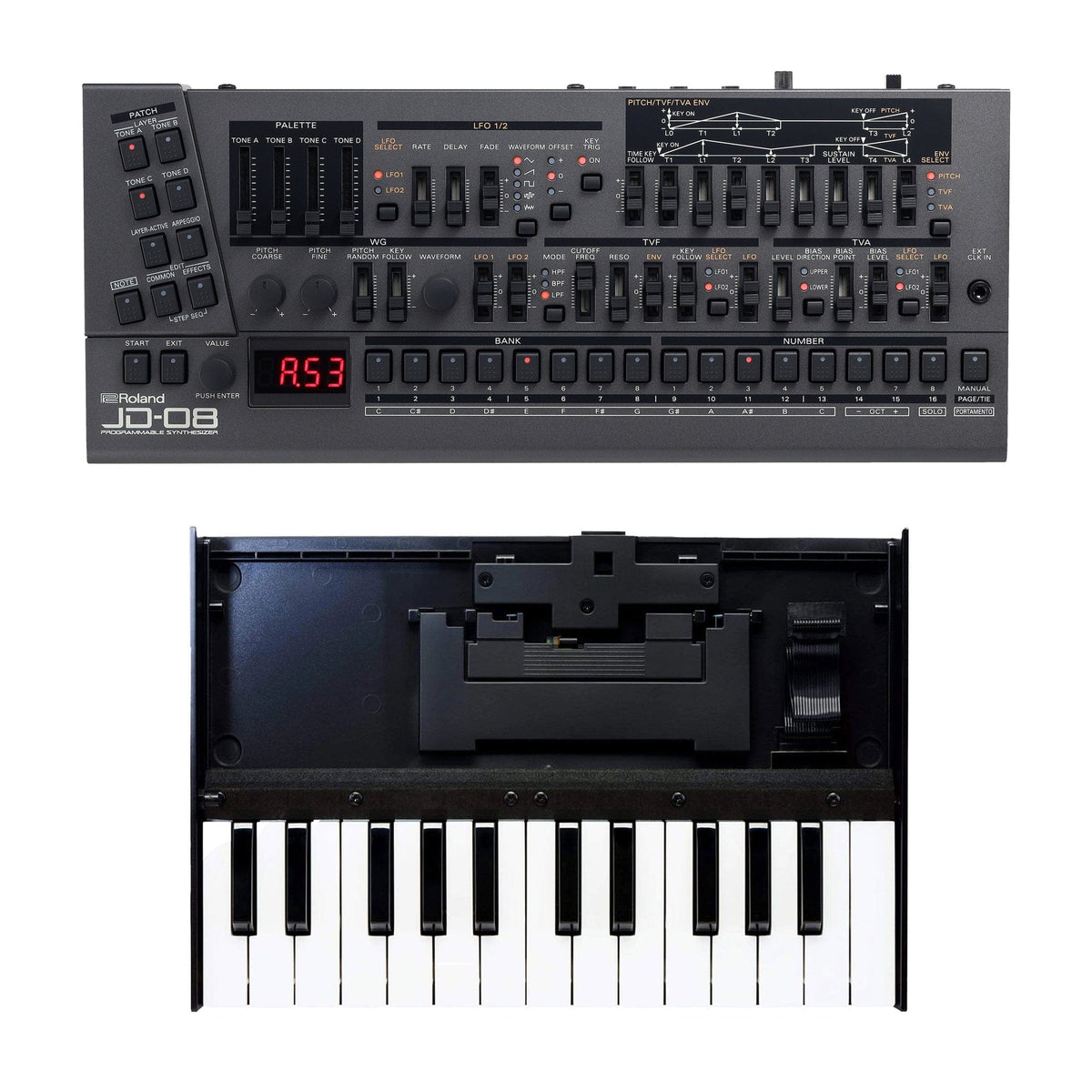 Roland JD-08 Boutique Series Desktop Synth Module and Boutique K-25m Portable Keyboard Bundle - MusicMarket