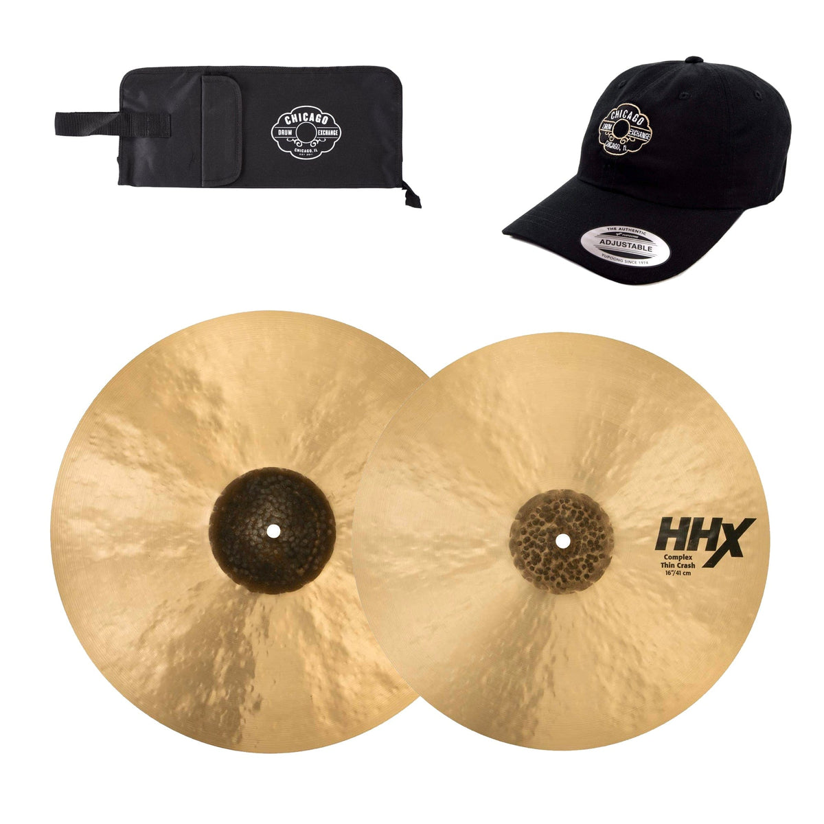 Sabian 16/18" HHX Complex Thin Crash Cymbal Set w/CDE Logo Hat & Stick Bag - MusicMarket