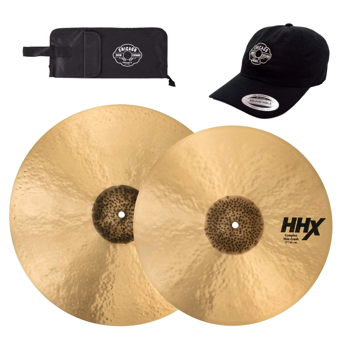 Sabian 17/19" HHX Complex Thin Crash Cymbal Set w/CDE Logo Hat & Stick Bag - MusicMarket
