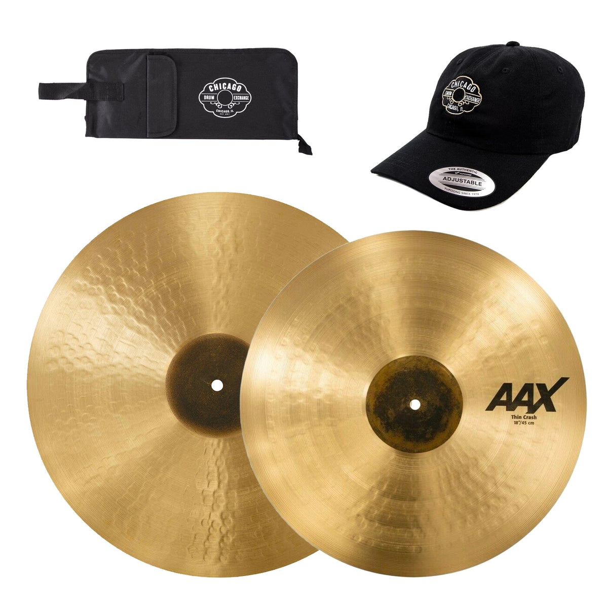Sabian 18/20" AAX Thin Crash Cymbal Set w/CDE Logo Hat & Stick Bag - MusicMarket