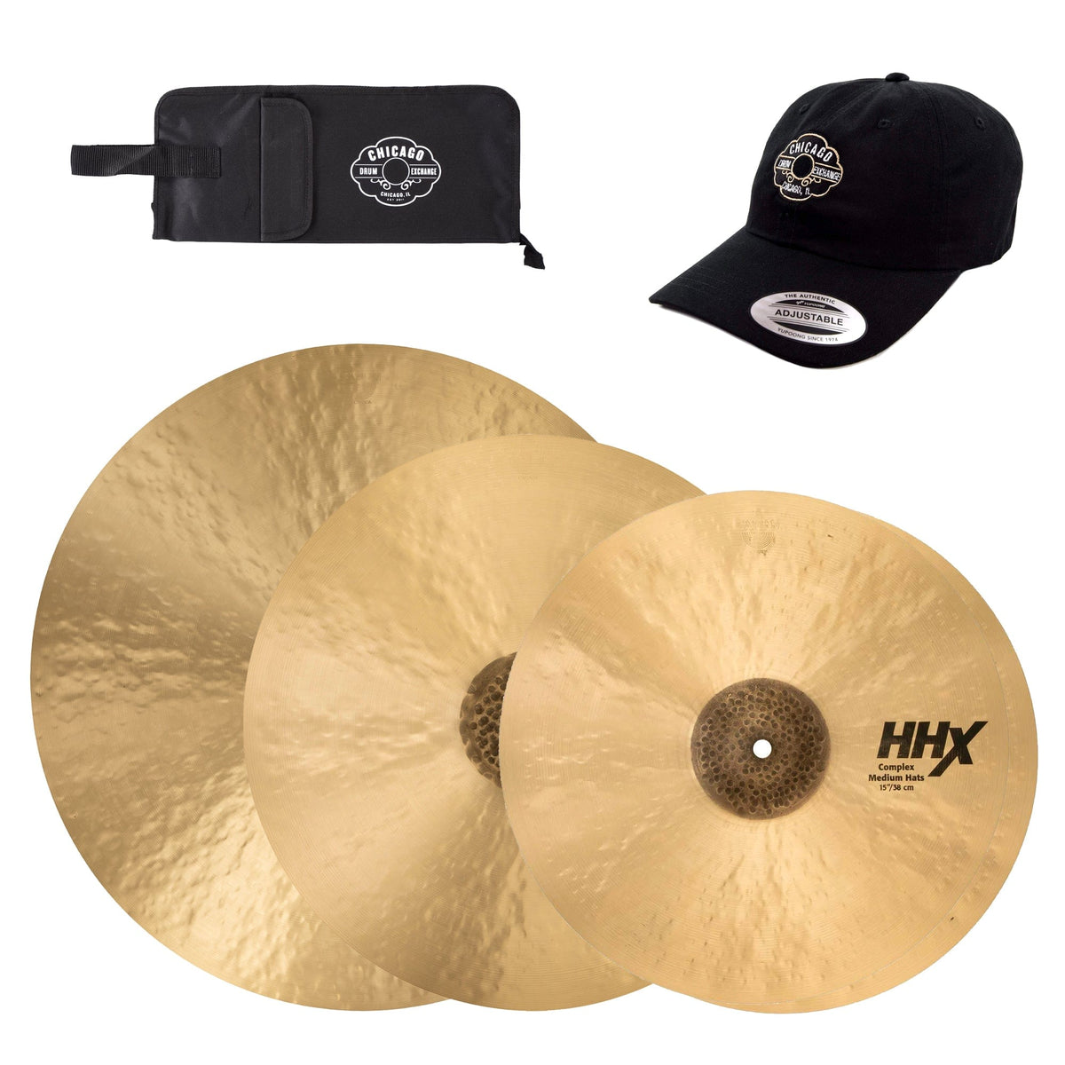 Sabian 15/18/21" HHX Complex Cymbal Set w/CDE Logo Hat & Stick Bag - MusicMarket