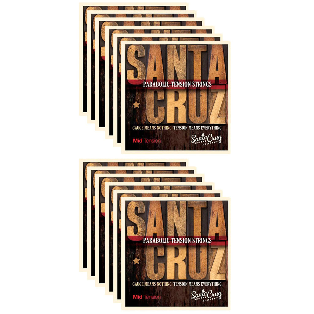 Santa Cruz Parabolic Tension Acoustic Guitar Strings Mid Tension (12 Pack Bundle) - MusicMarket