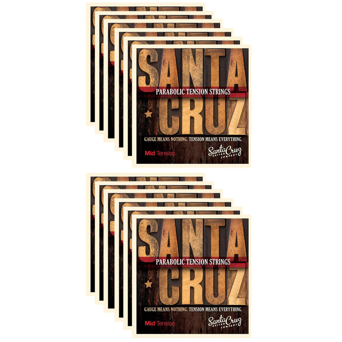 Santa Cruz Parabolic Tension Acoustic Guitar Strings Mid Tension (12 Pack Bundle) - MusicMarket