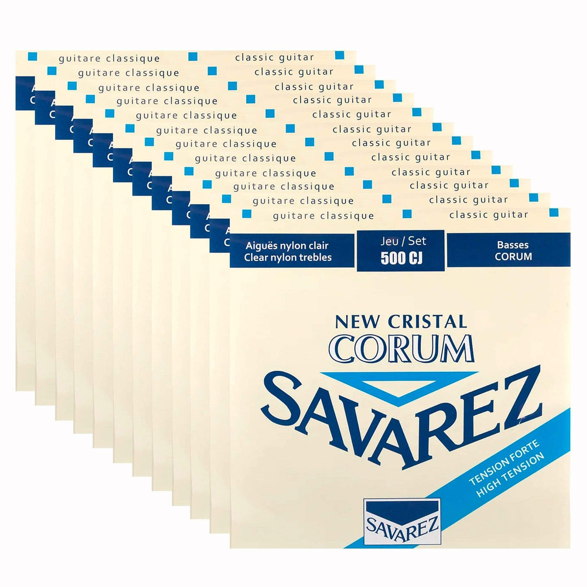 Savarez 500CJ Cristal Corum High Tension Trebles Normal Tension Basses 12 Pack Bundle - MusicMarket