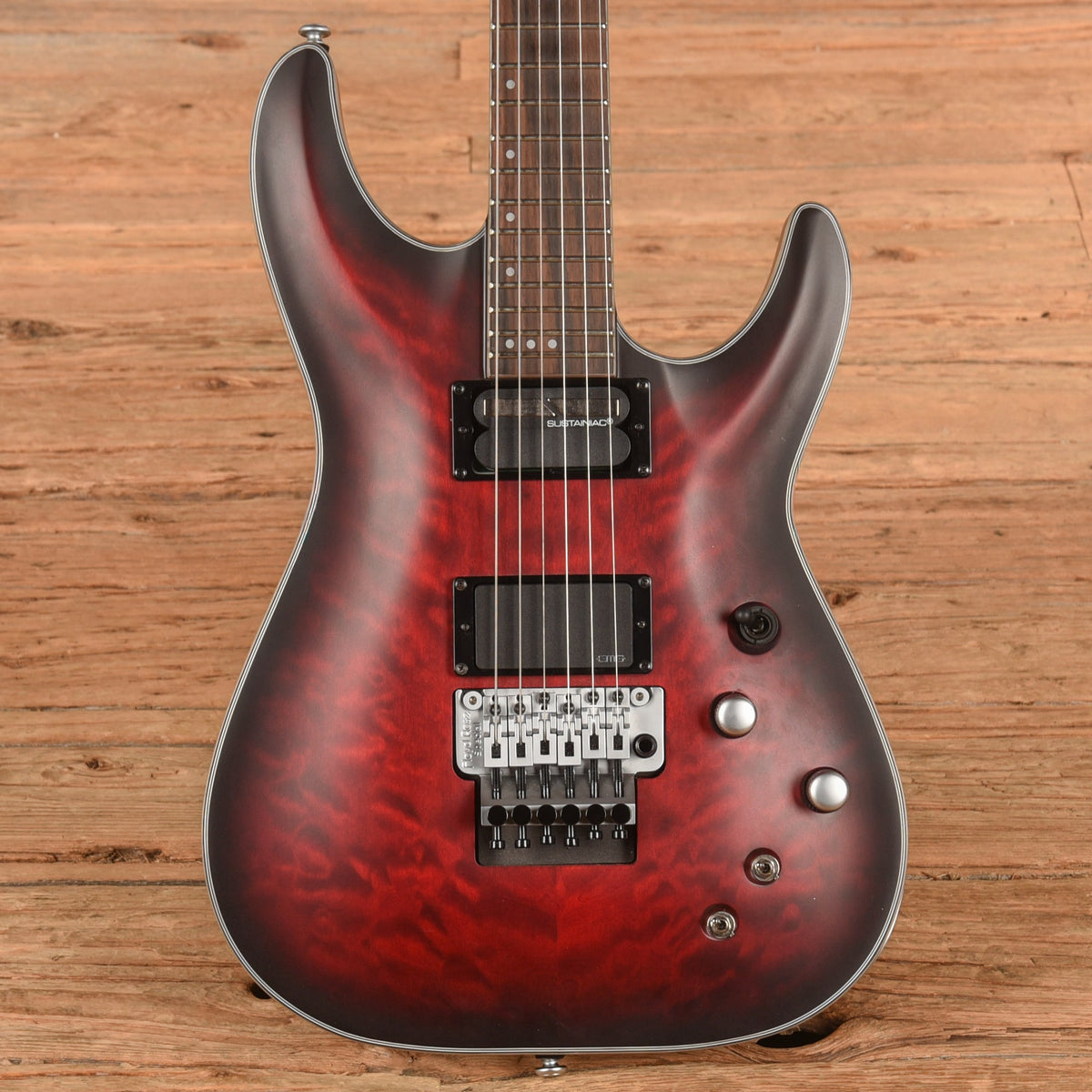 Schecter C-1 Platinum FR S Sustainiac Crimson Red Burst Satin 2024 - MusicMarket