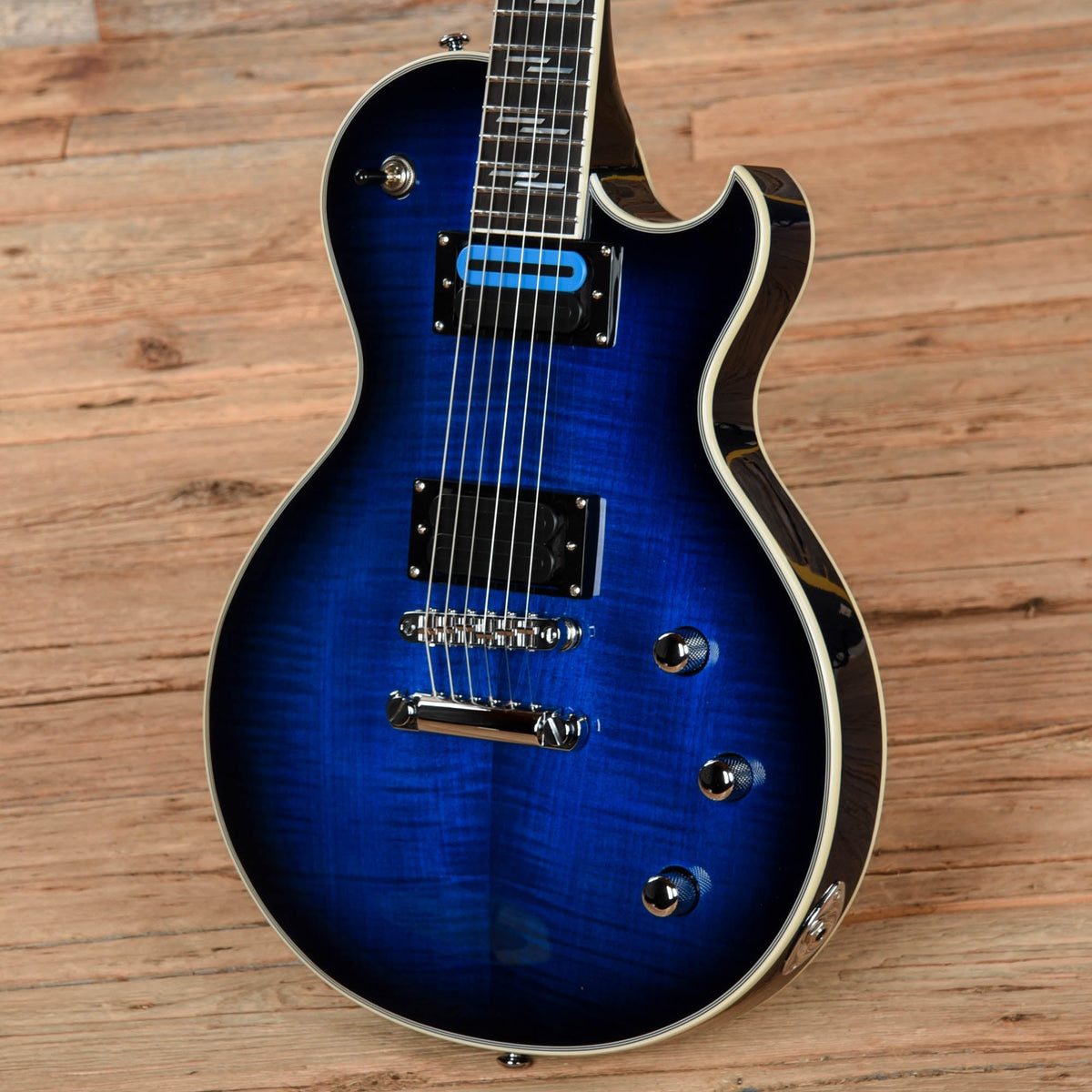 Schecter Solo-II Supreme See Thru Blue Burst 2022 - View 2 | MusicMarket