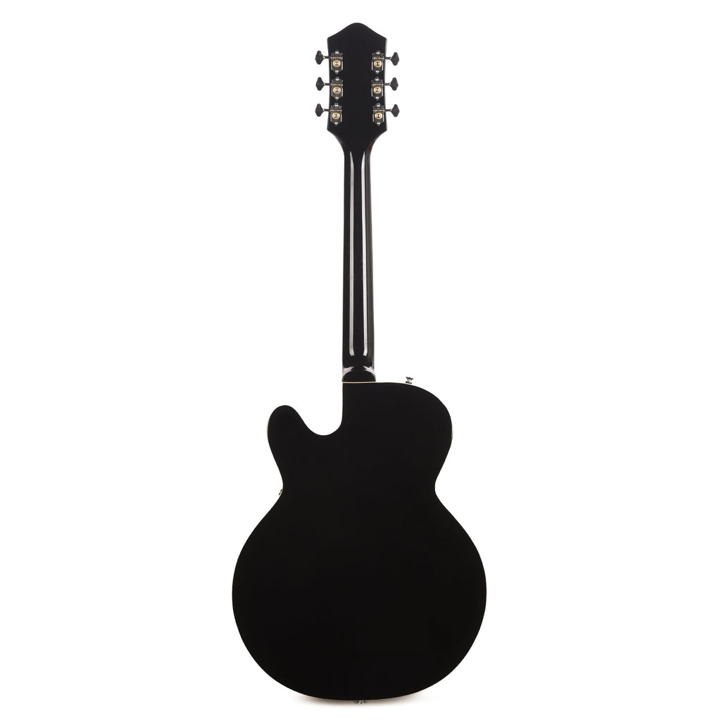 Silvertone 1446 TBK Single Cut Semi-Hollow Electric Guitar w/ Trapeze Tailpiece Gloss Black - View 5 | MusicMarket