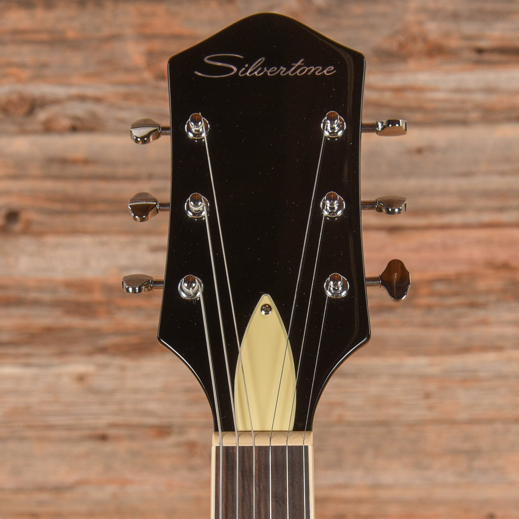 Silvertone 1446 TTSB Single Cut Semi-Hollow Electric Guitar w/ Trapeze Tailpiece Tobacco Sunburst - View 6 | MusicMarket